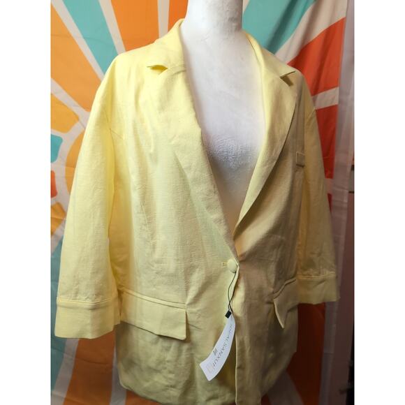Idealsanxun Women's Yellow Linen Blend Blazer 2XL(87) - Picture 1 of 8